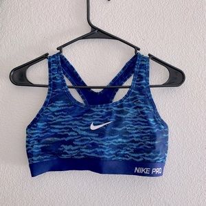 Blue Nike Pro sports bra